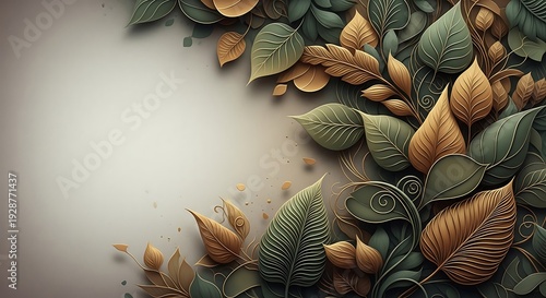 Serene Foliage Arrangement with Neutral Background for Creative Designs