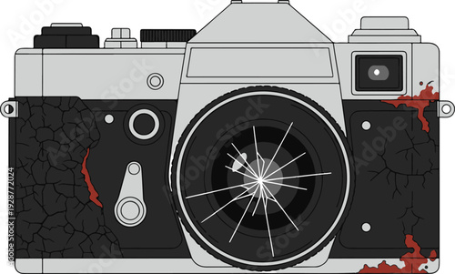 Vintage Camera with Red Accents