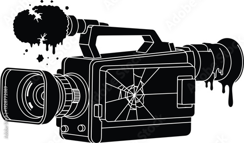 Damaged Video Camera Silhouette