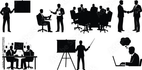 Business presentation, team meeting, office collaboration, corporate strategy, professional handshake, growth planning, brainstorming session, executive teamwork, data discussion, success