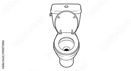 Detailed front view of a white toilet with the seat open.