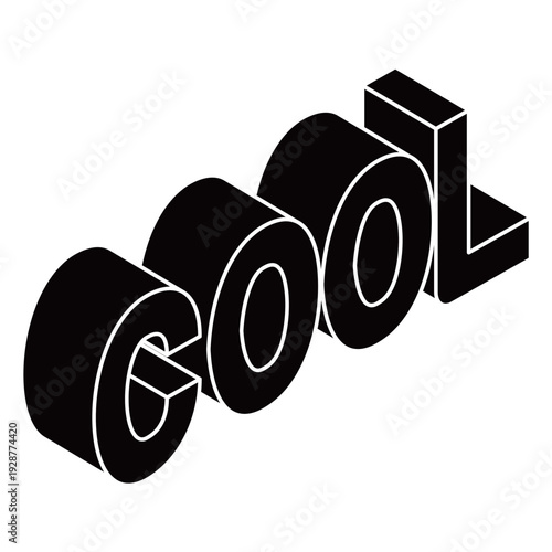 COOLの文字の立体的な3Dイラスト