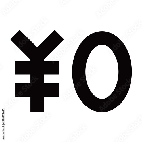 シンプルな￥0の文字ロゴ素材