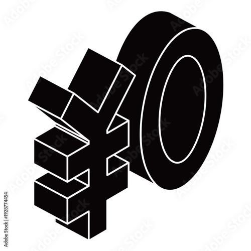 ￥0の立体的な3D文字ロゴ