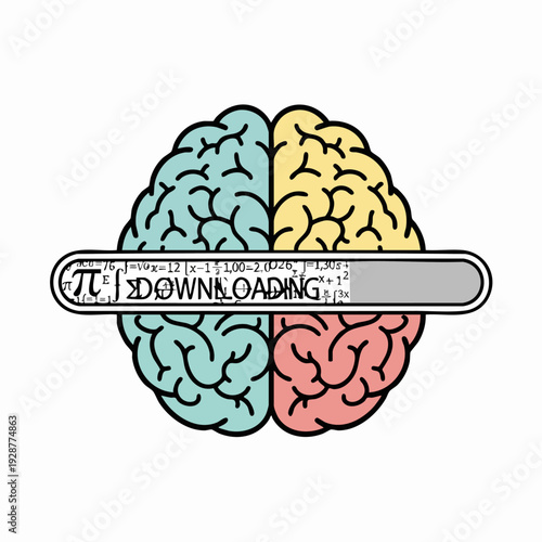 Brain Downloading Concept Illustration Progress.