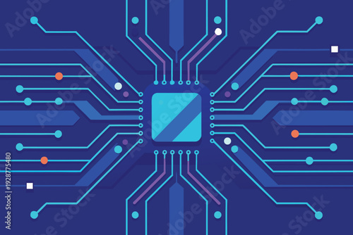 Abstract tech background featuring circuit pattern vector illustration.
