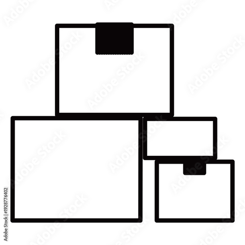 重ねられた複数の段ボール箱のイラスト