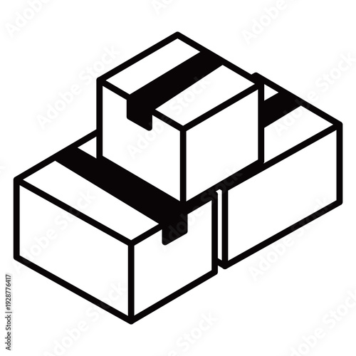 立体的な段ボール箱の積み合わせ