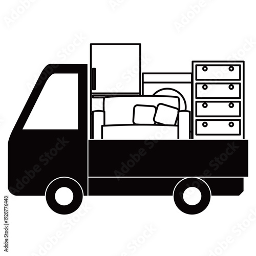 家具や家電を積んだ引越しトラック