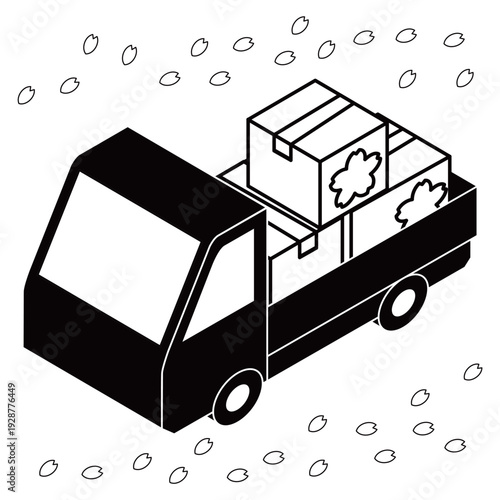 春の新生活を応援する配送トラック