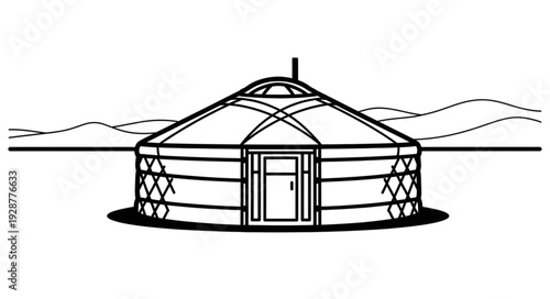 Detailed illustration of a traditional yurt dwelling, showcasing architectural design and cultural significance.