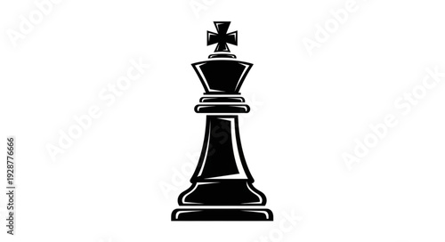 Elegant Black King Chess Piece Isolated on White Background.