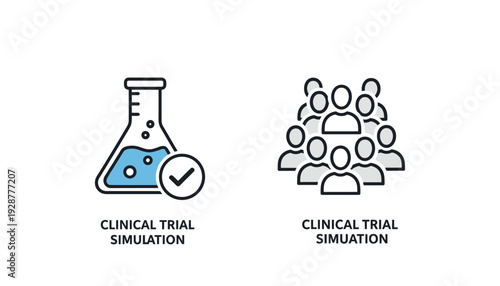 Clinical trial simulation icons for medical research
