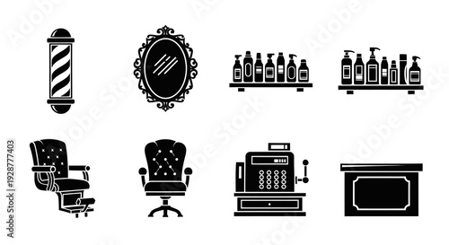 Beauty Salon Service Equipment with Barber Pole Mirror and Cashier