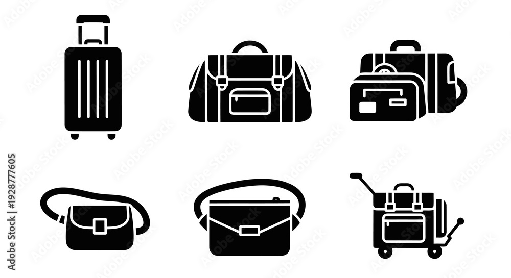 Fototapeta premium Business Travel Luggage Collection with Suitcase Briefcase and Shoulder Bags