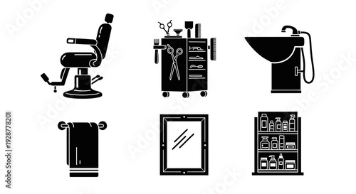 Professional Barber Shop Equipment And Hair Salon Interior Furniture Set