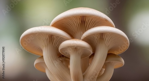 Cluster of Oyster Mushrooms in Forest.