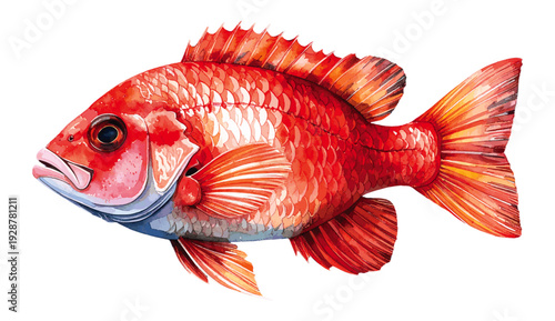 Northern Red Snapper Fish Watercolor Illustration