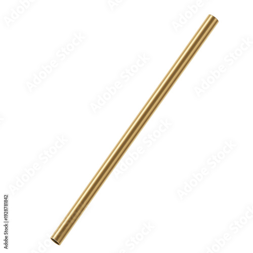 Golden drinking straw isolated on black background