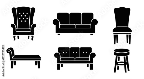 Furniture seating collection with armchair sofa chair and bar stool