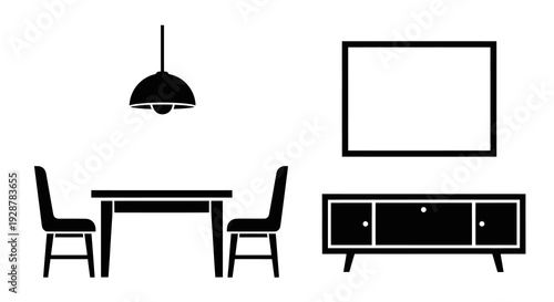 Dining Room and Living Area Furniture with Table and Cabinet