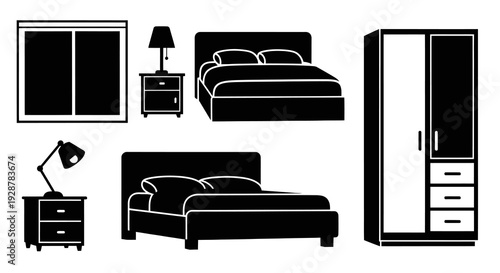 Master Bedroom Furniture Collection with Wardrobe and Double Bed Set