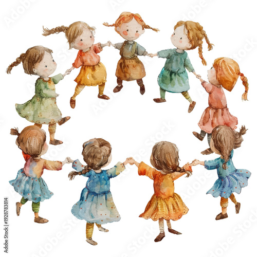 circle dance hand drawn vector illustration