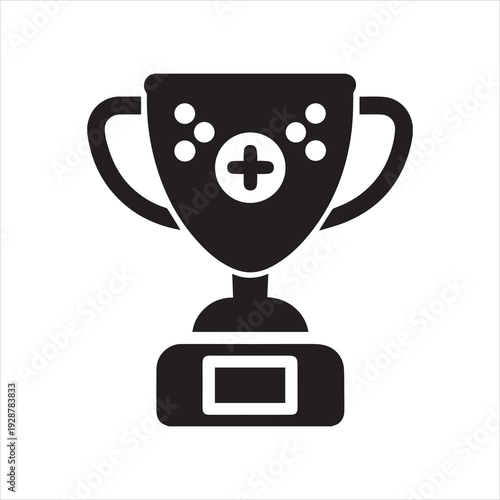 Game controller trophy silhouette icon isolated on transparent background