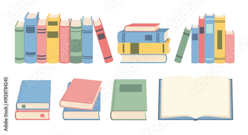Collection of Colorful Books and Novels.