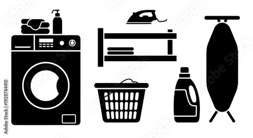 Laundry Room Equipment Set with Washing Machine and Ironing Board