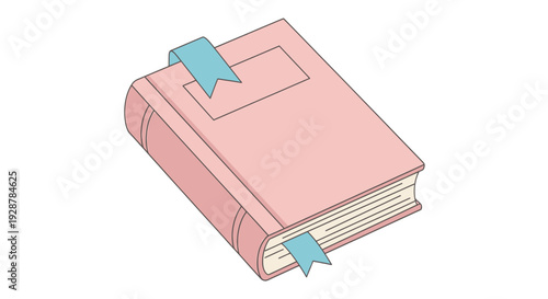 Pink Book with Blue Bookmarks Illustration.