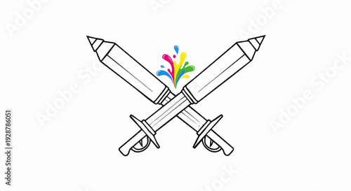 Crossed Swords With Color Burst.