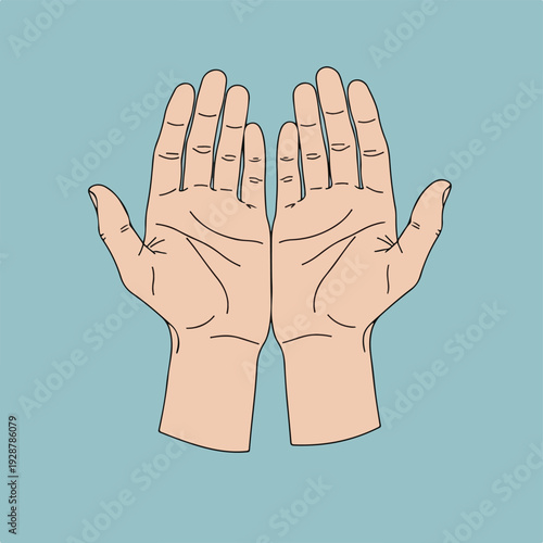 Illustration of two open palms, rendered with simple lines