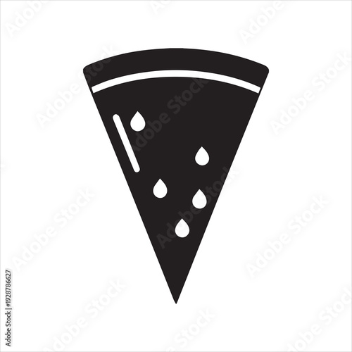 Minimalist pizza slice silhouette isolated on transparent background