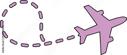 The image features a light purple airplane illustration, which is depicted in a simple and stylized manner. The choice of light purple gives the airplane a soft and whimsical appearance, making 