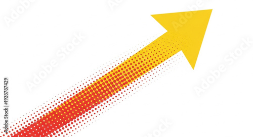 Yellow arrow pointing upwards with a gradient of dots.