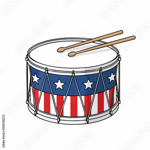 Drum Musical Instrument with Drumsticks.
