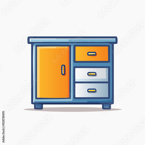 Modern Cabinet with Orange Door and Drawers.