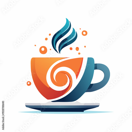 Modern Coffee Cup Logo Design with Swirl and Steam.