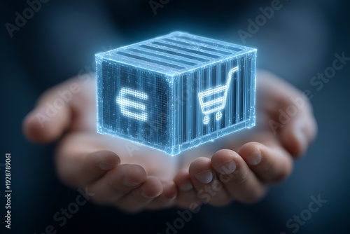 Wallpaper Mural Ecommerce shopping cart in hands. Torontodigital.ca