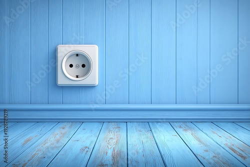 Wallpaper Mural Electric socket on blue wooden wall. Torontodigital.ca
