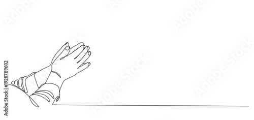 Praying hands continuous line illustration vector design eps 2