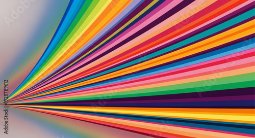 Vibrant rainbow spectrum of colorful paper strips fanning out.