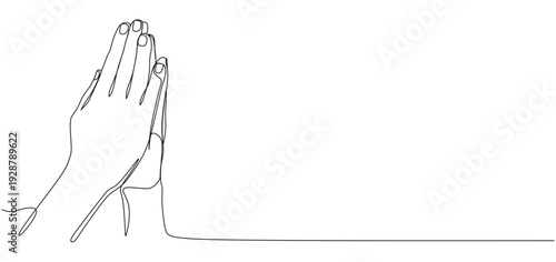Praying hands continuous line illustration vector design eps 1