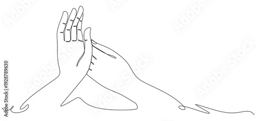 Buddha hand continuous line illustration vector design