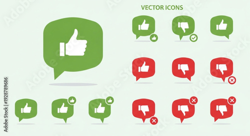 Vector icons for social media feedback and communication.