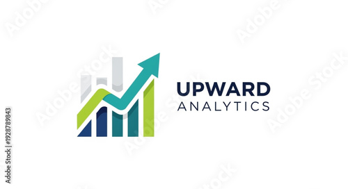 Upward Analytics Logo Design with Growing Bar Chart and Arrow.