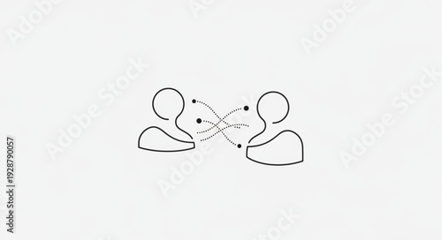 Two people communicating through abstract connection dots.