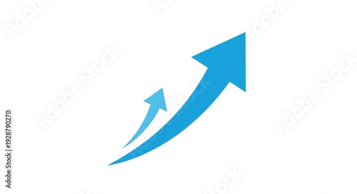 Two blue arrows pointing upwards indicating growth and progress.