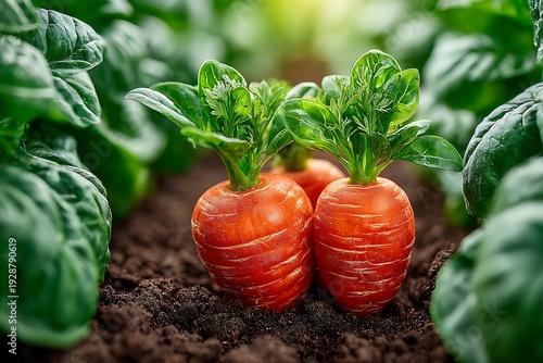 Wallpaper Mural Fresh Carrots Growing in Soil Garden. Torontodigital.ca
